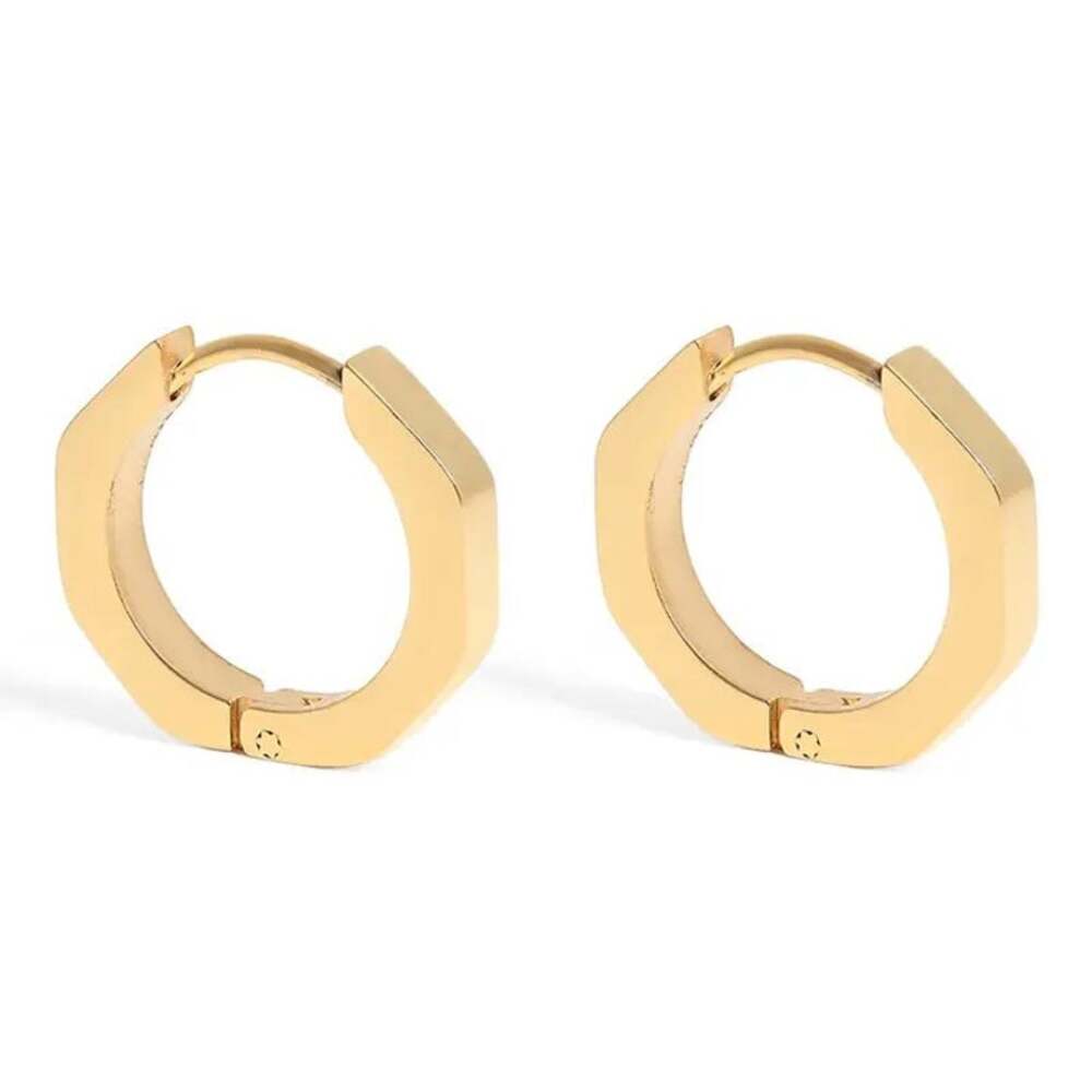 NWT 18K Gold PVD Stainless Steel Geometric Huggie Hoop Earrings Waterproof